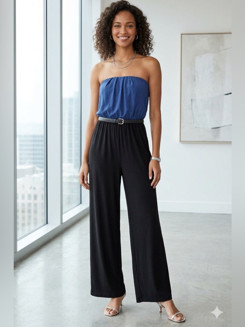 Iris LA Jumpsuit sleeveless size XL elastic neckline top pants one piece chiffon